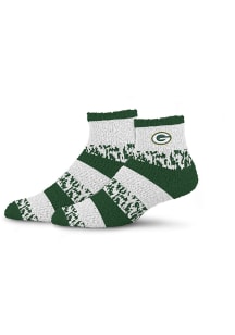 Green Bay Packers Pro Stripe Fuzzy Womens Quarter Socks