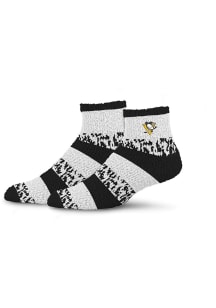 Pittsburgh Penguins Pro Stripe Fuzzy Womens Quarter Socks