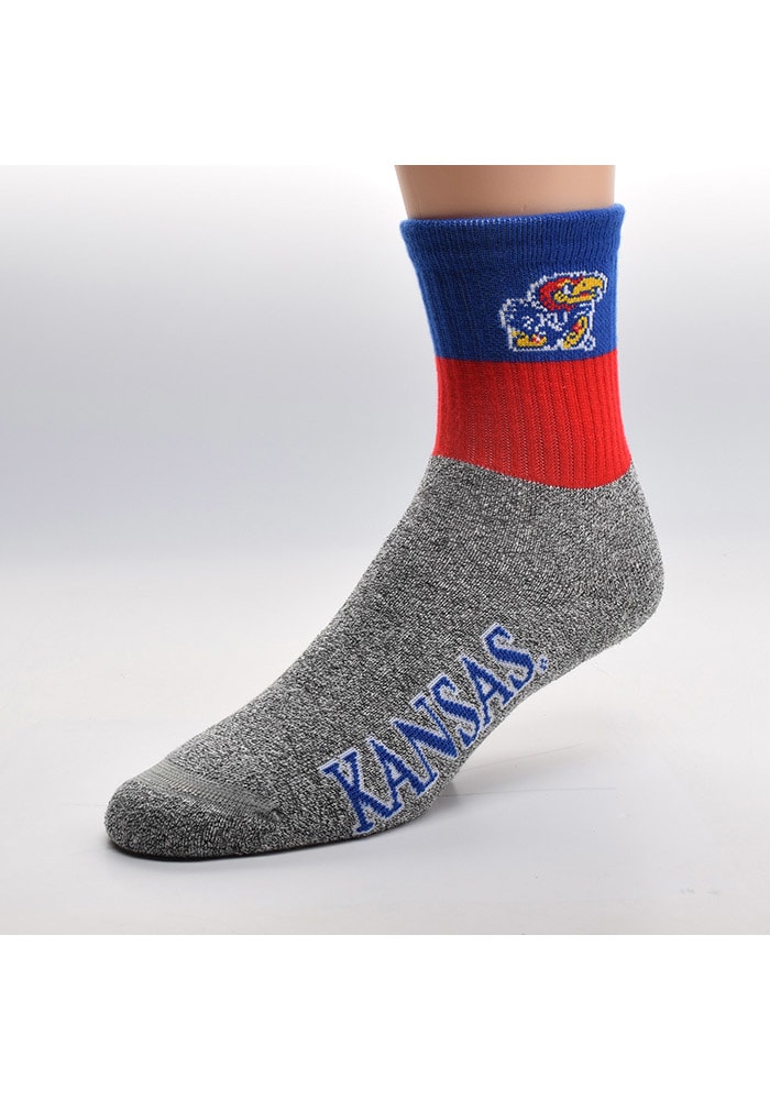 Kansas Jayhawks Tri Level Mens Quarter Socks
