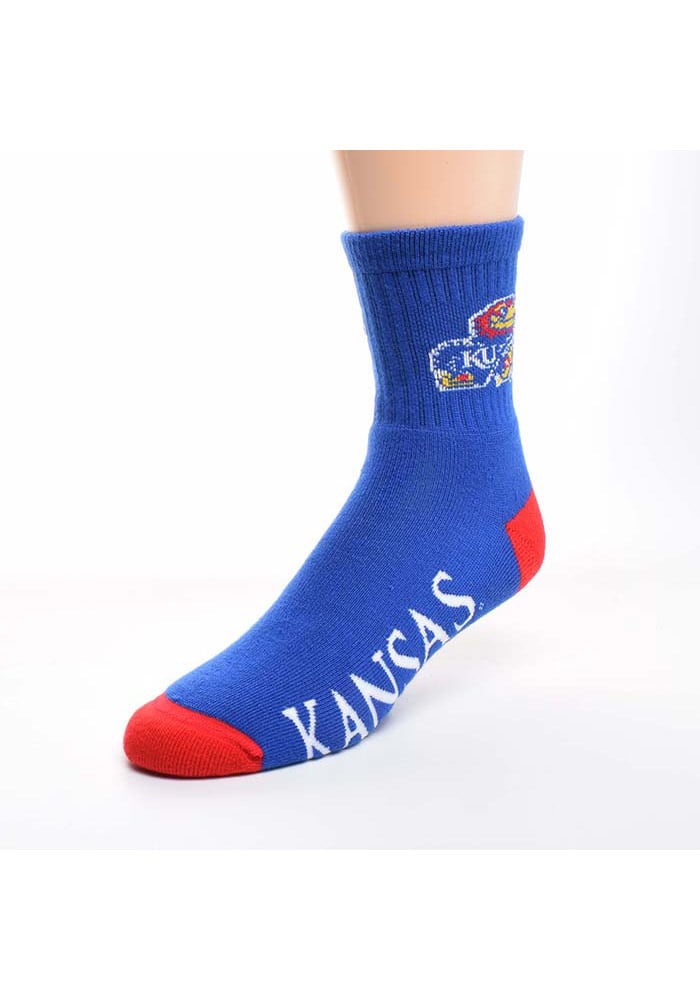 Kansas Jayhawks Logo Name Mens Quarter Socks