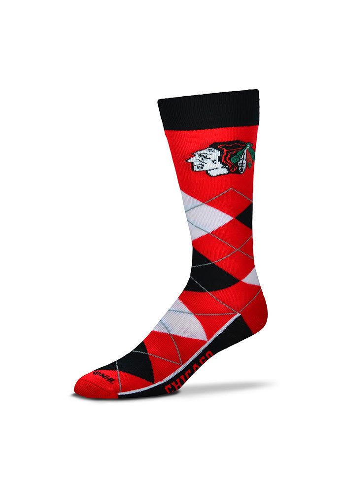 Chicago Blackhawks Calf Logo Mens Argyle Socks