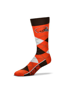 Cleveland Browns Calf Logo Mens Argyle Socks