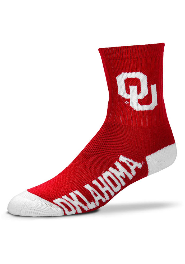 Oklahoma Sooners Logo Name Mens Quarter Socks