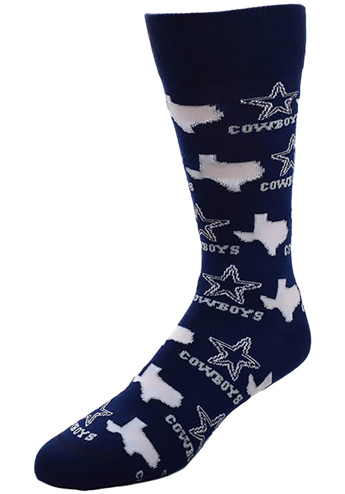 Dallas Cowboys state and logos all over Mens Dress Socks