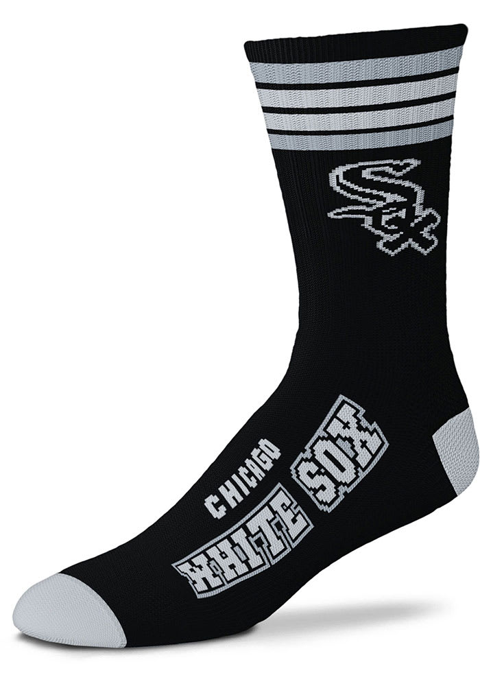 Chicago White Sox Black 4 Stripe Duece Youth Crew Socks