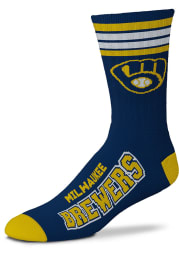 Milwaukee Brewers Navy Blue 4 Stripe Duece Youth Crew Socks