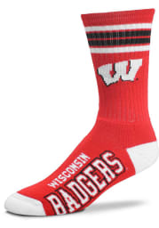 Wisconsin Badgers 4 Stripe Deuce Mens Crew Socks