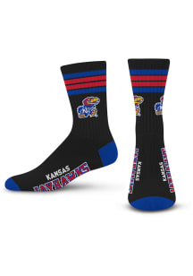Kansas Jayhawks Blue 4 Stripe Duece Youth Crew Socks