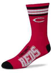 Cincinnati Reds 4 Stripe Duece Mens Crew Socks
