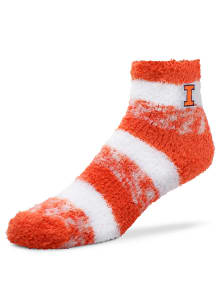 Pro Stripe Fuzzy Illinois Fighting Illini Womens Quarter Socks - Orange