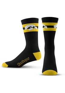 2 Stripe Iowa Hawkeyes Mens Crew Socks - Yellow