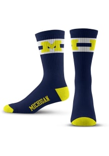 2 Stripe Michigan Wolverines Youth Crew Socks - Navy Blue