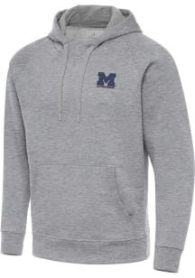 Mens Michigan Wolverines Grey Antigua Letterwinners M Club Victory Hooded Sweatshirt