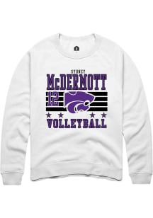 Sydney McDermott Rally Mens White K-State Wildcats NIL Striped Player Crew