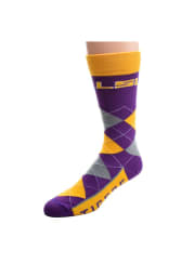 LSU Tigers Calf Logo Mens Argyle Socks