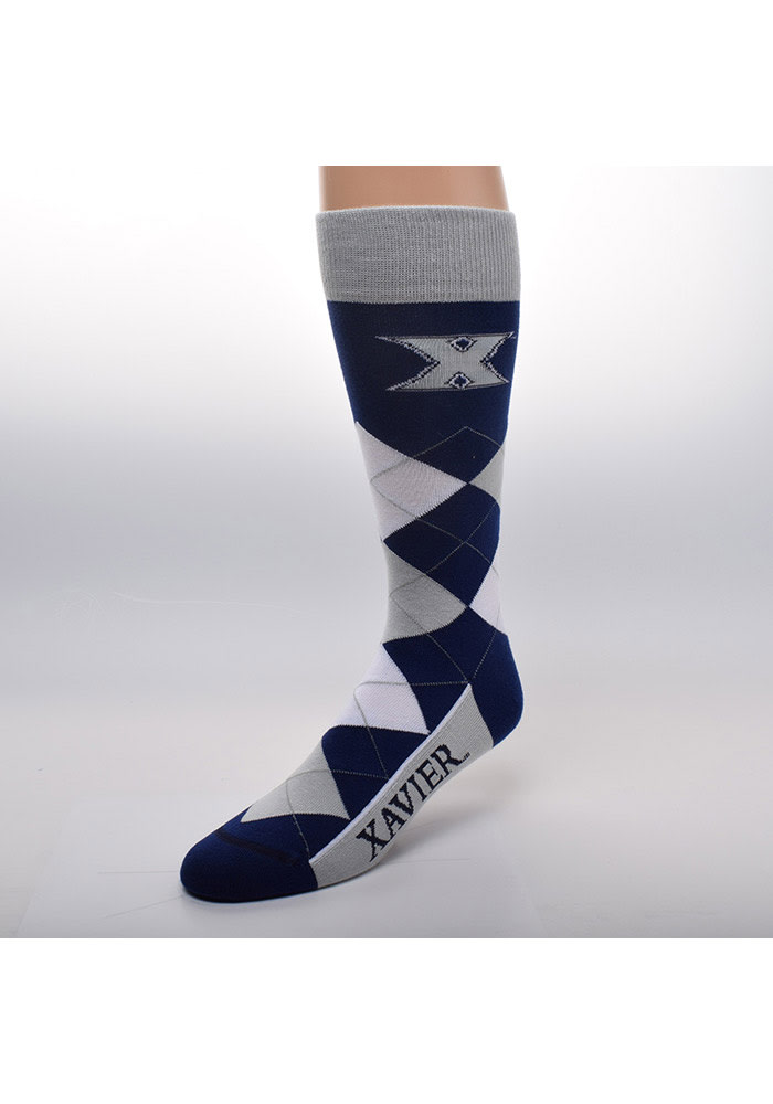Xavier Musketeers Calf Logo Mens Argyle Socks