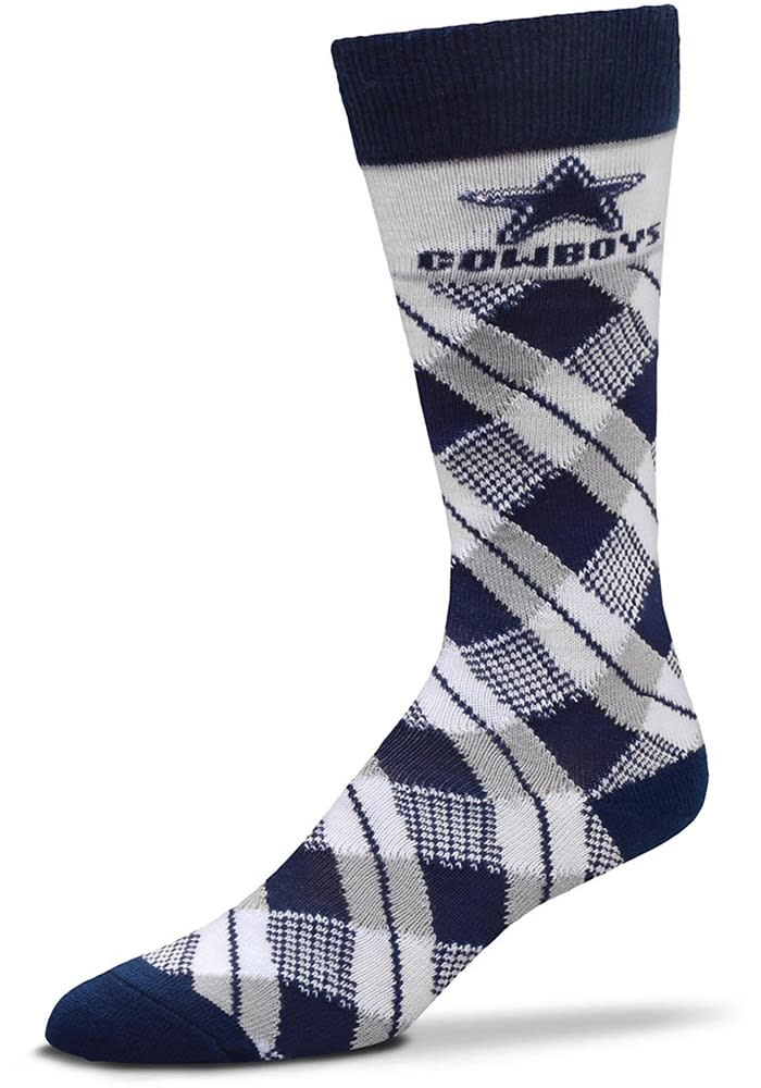 Dallas Cowboys Plaid Argyle Socks, Navy Blue, Size OSFM, Rally House