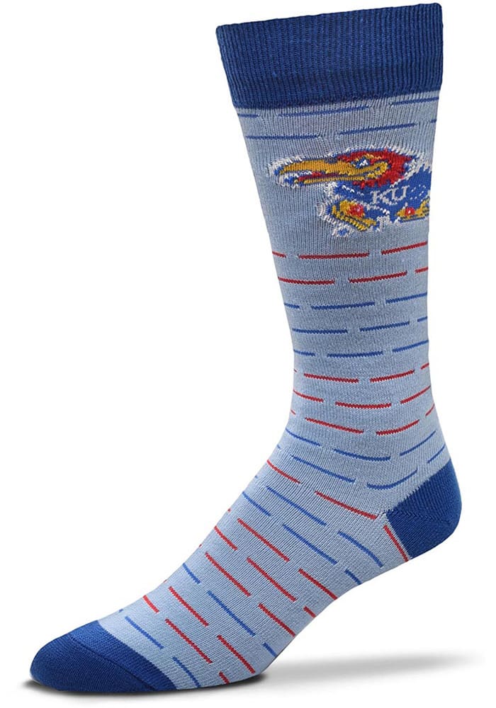 Kansas Jayhawks Dash Stripe Mens Dress Socks