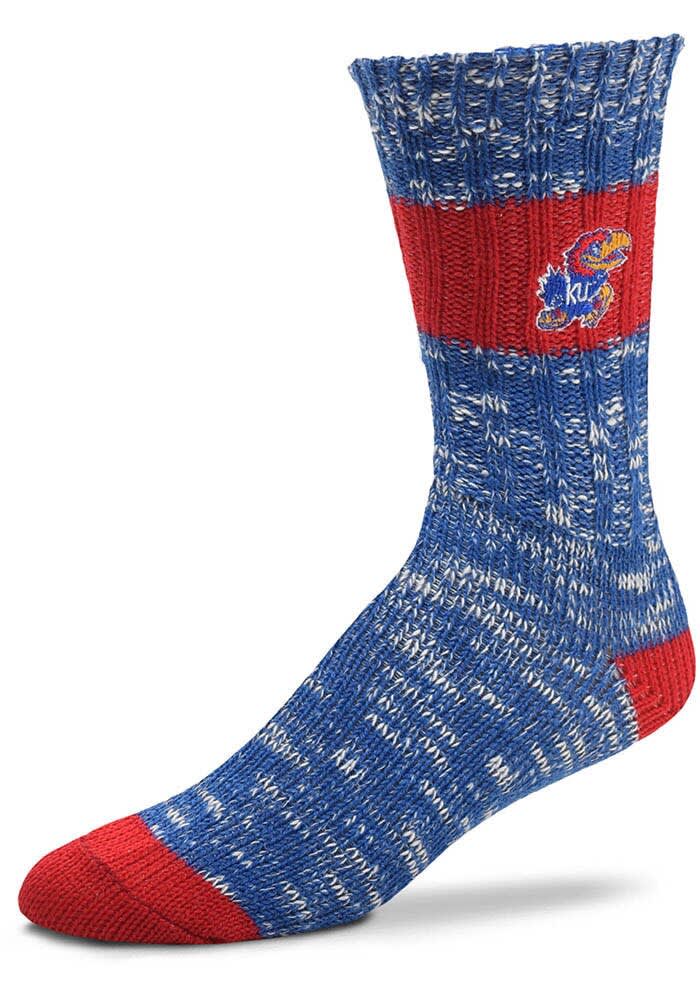 Kansas Jayhawks Alpine Stripes Womens Crew Socks BLUE