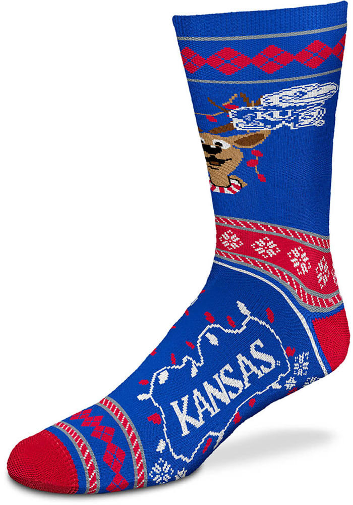 Kansas Jayhawks 2019 Ugly Sweater Mens Crew Socks