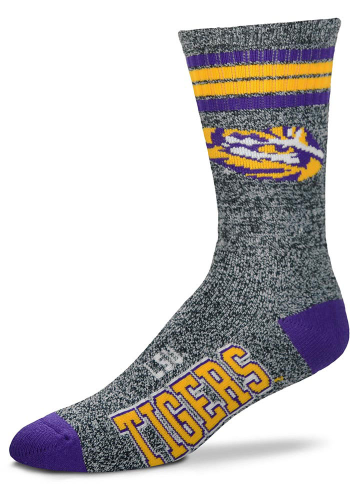 LSU Tigers Marbled 4 Stripe Deuce Mens Crew Socks