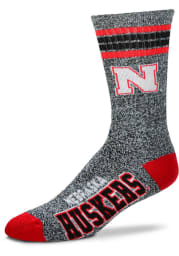 Nebraska Cornhuskers Marbled 4 Stripe Deuce Mens Crew Socks