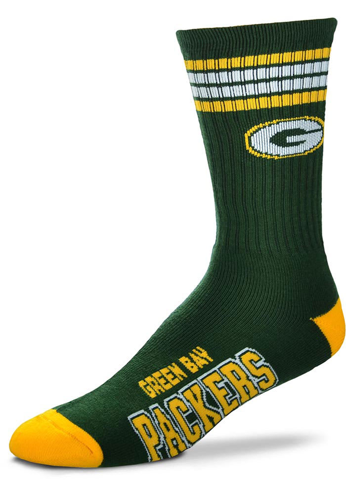 Green Bay Packers 4 Stripe Deuce Mens Crew Socks