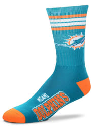 Miami Dolphins 4 Stripe Deuce Mens Crew Socks