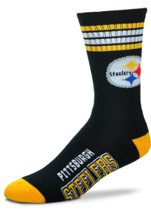 Pittsburgh Steelers Black 4 Stripe Deuce Youth Crew Socks
