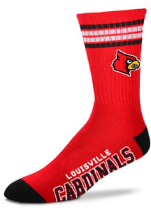 Louisville Cardinals Red 4 Stripe Deuce Youth Crew Socks
