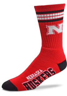 Nebraska Cornhuskers Red 4 Stripe Deuce Youth Crew Socks
