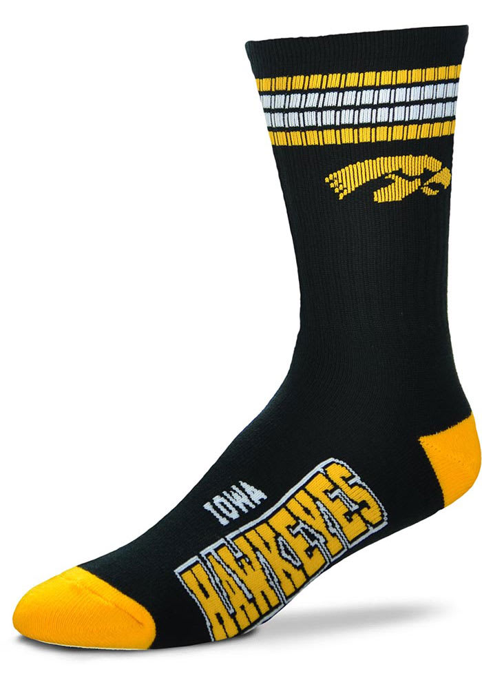 Iowa Hawkeyes Black 4 Stripe Deuce Youth Crew Socks