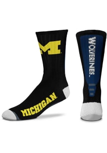 Michigan Wolverines Jump Key Black Mens Crew Socks
