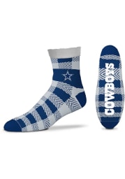 Dallas Cowboys Buffalo Plaid Fuzzy Womens Quarter Socks