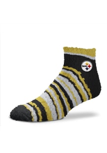 Pittsburgh Steelers Muchas Rayas Fuzzy Womens Quarter Socks