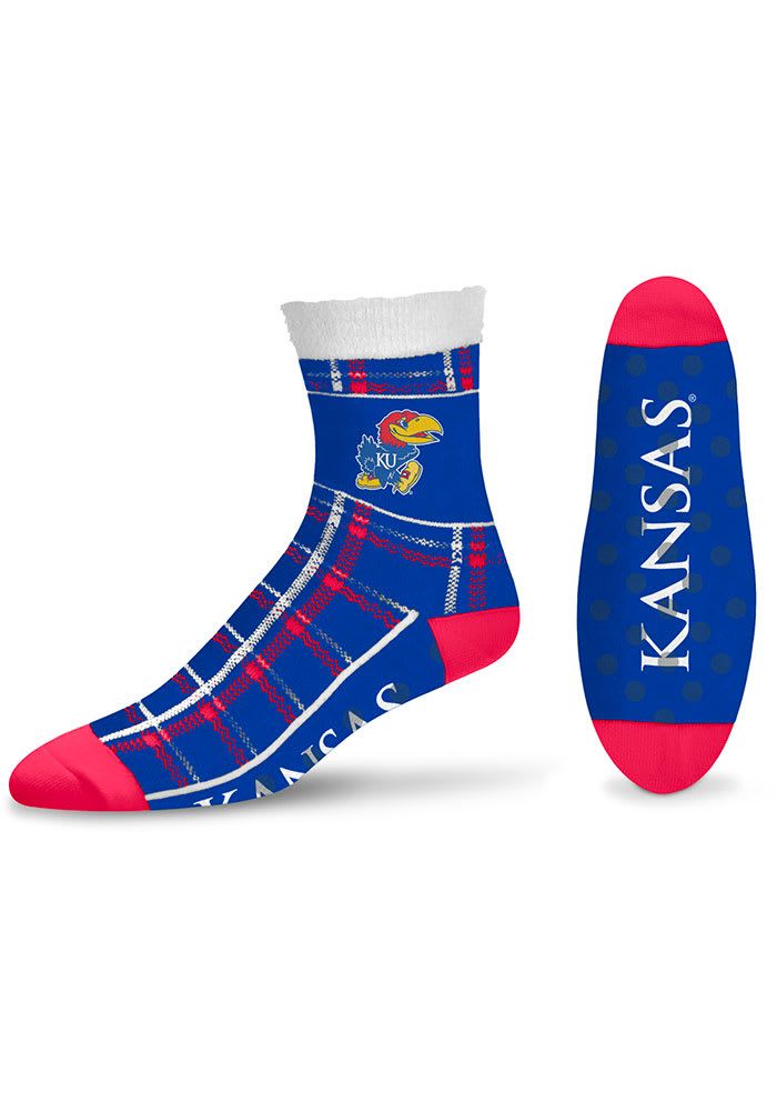 Kansas Jayhawks Tartan Plaid Womens Quarter Socks