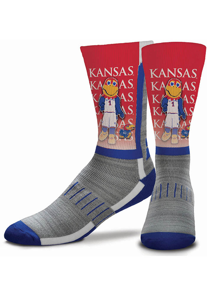 Kansas Jayhawks Blue Mascot Youth Crew Socks