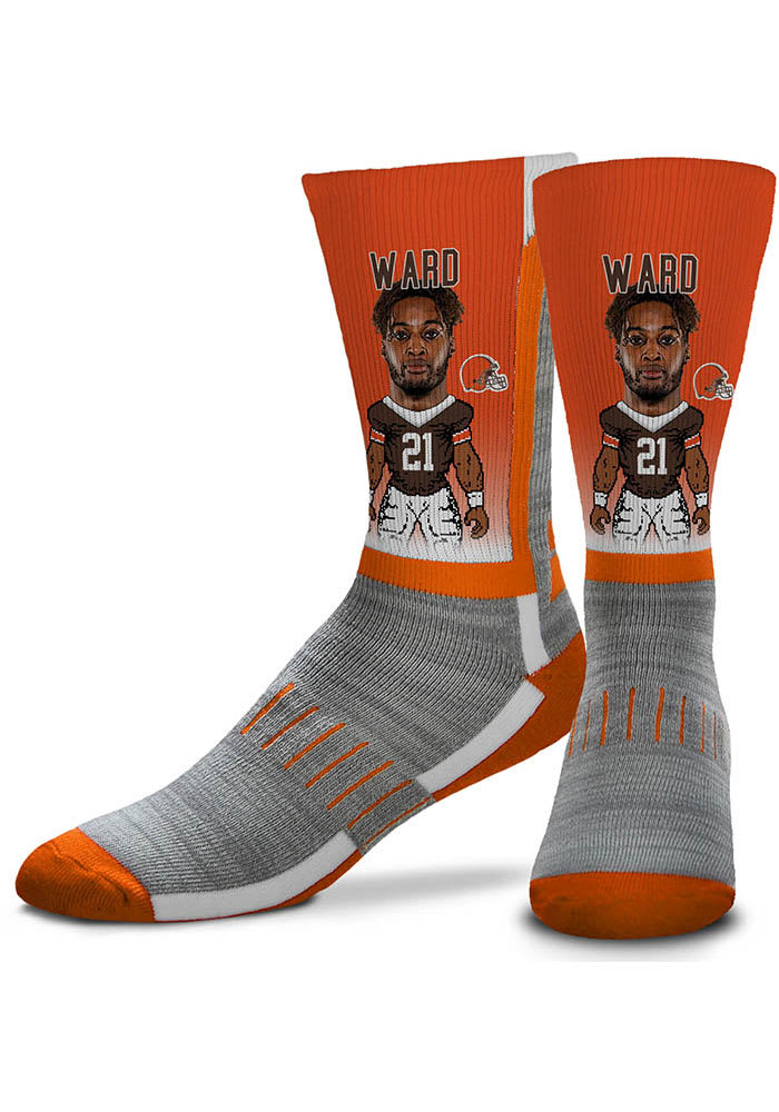 Denzel Ward For Barefeet Originals Cleveland Browns Brown MVP Youth Crew Socks