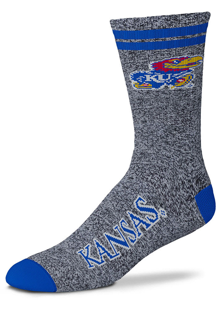 Kansas Jayhawks Two Stripe Marbled Mens Quarter Socks