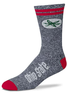 Two Stripe Marbled Ohio State Buckeyes Mens Quarter Socks -