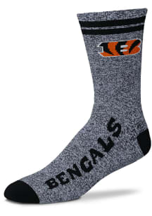 Cincinnati Bengals Two Stripe Marbled Mens Quarter Socks