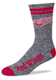 Detroit Red Wings Two Stripe Marbled Mens Quarter Socks