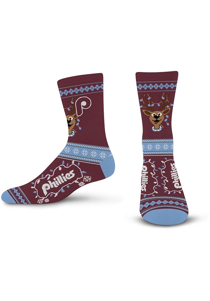 Philadelphia Phillies BLUE Sweater Stripe Mens Crew Socks - 90292764