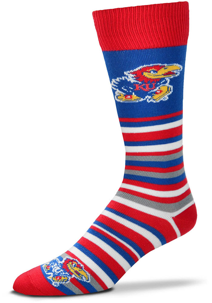 Kansas Jayhawks Lotta Stripe Mens Crew Socks