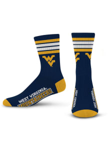West Virginia Mountaineers Navy Blue 4 Stripe Deuce Youth Crew Socks