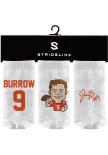 Joe Burrow  Strideline Cincinnati Bengals 3 Pack Baby Quarter Socks
