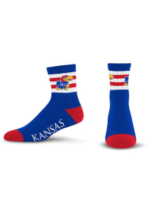 Kansas Jayhawks 5 Stripe Logo Mens Quarter Socks