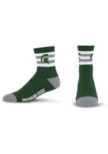 Michigan State Spartans 5 Stripe Logo Mens Quarter Socks