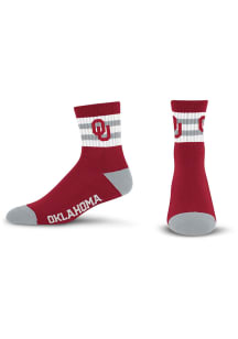 Oklahoma Sooners 5 Stripe Logo Mens Quarter Socks