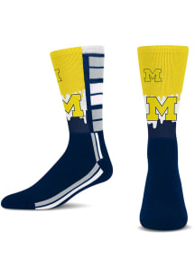 Michigan Wolverines Blue Mascot Drip Youth Crew Socks